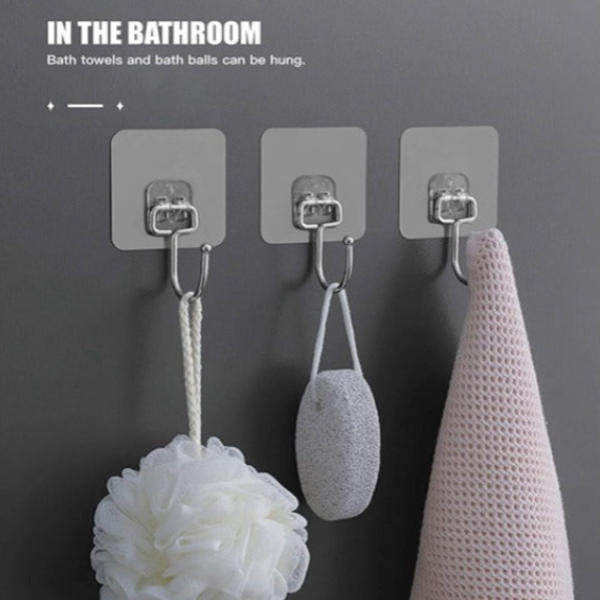 Heavy-Duty Metal Sticker Hooks – Self-Adhesive Wall Hooks for Bathroom, Kitchen & Home (Pack of 10)