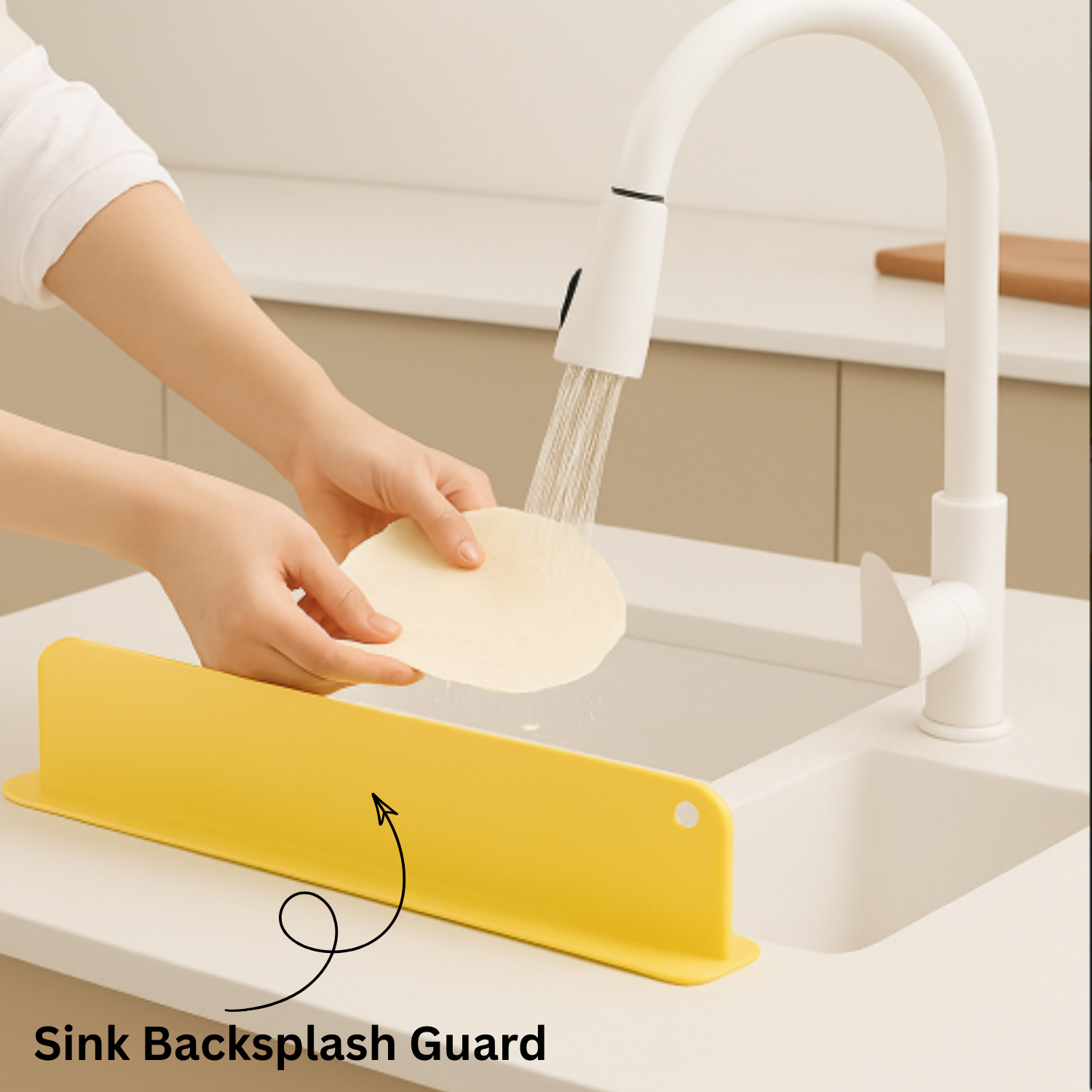 35 cm Kitchen Island Sink Backsplash Guard – Lightweight Silicone Water Baffle for Sink & Bathroom, Household Protective Splash Guard (Random color - Pack of 2)