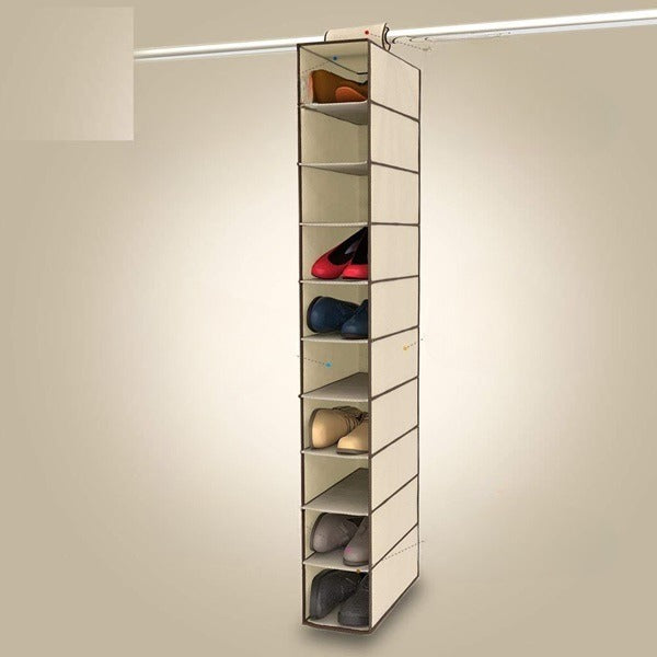 10 Pocket Multipurpose Hanger, Space-Saving Wall-Mounted Organizer with Clear Drawer Shelves for Closet & Wardrobe