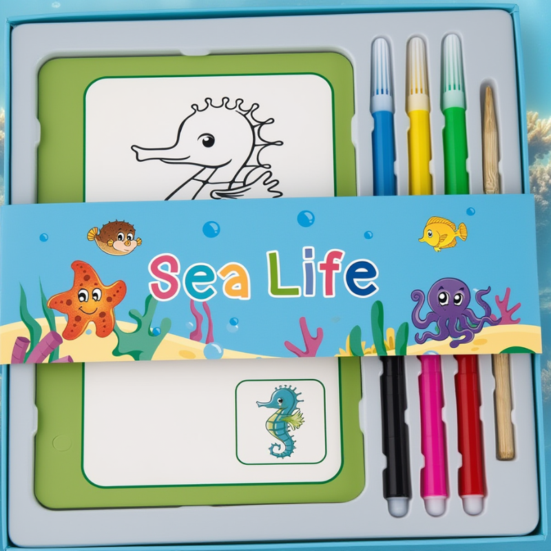 Kids Coloring Cards Activity Kit (18 Cards) | Creative Drawing Set with 6 Sketch Pens & Pencil (Random Theme)