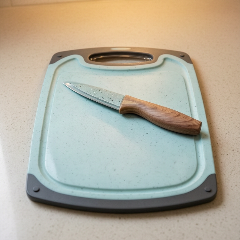 Kitchen Cutting Board with Knife Set – Durable Chopping Board & Sharp Kitchen Knife | Multi-Purpose Vegetable & Meat Cutting Set