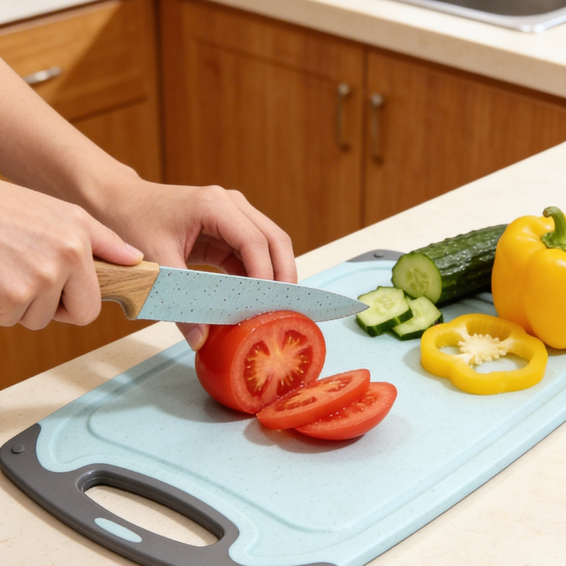 Kitchen Cutting Board with Knife Set – Durable Chopping Board & Sharp Kitchen Knife | Multi-Purpose Vegetable & Meat Cutting Set