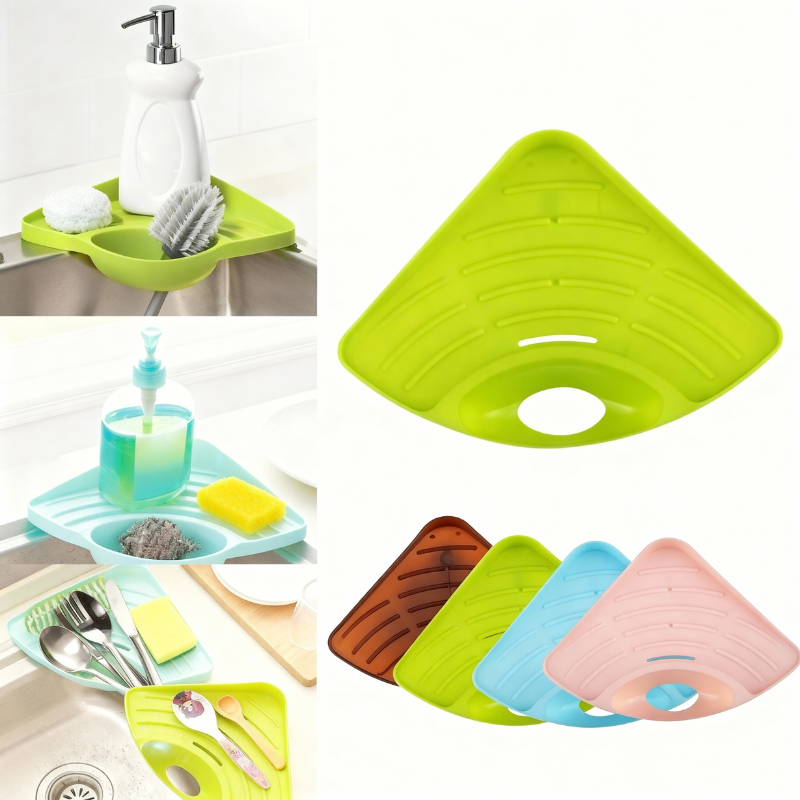 Drain Corner Rack – Space-Saving Storage Shelf for Kitchen & Bathroom Essentials (Random color-Pack of 1)
