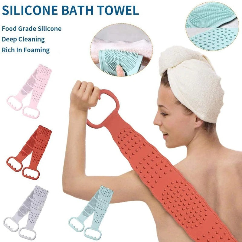 Silicone Back Scrubber – Dual-Sided Exfoliating Body Brush for Deep Cleaning & Massage, Quick-Drying Bath Scrubber (Random color-Pack of 1)
