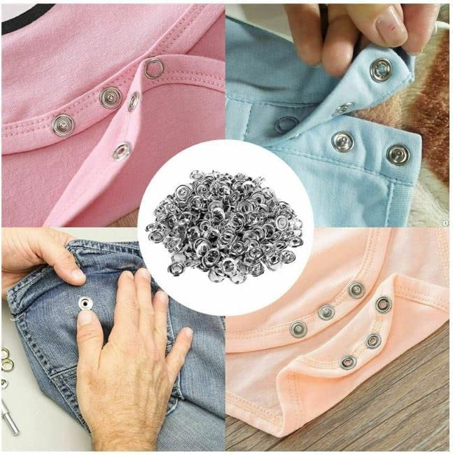 Grommet Setting Plier With 100pcs Grommet Stainless Steel Silver Button Thickened Pliers for Bag Shoes, Leather, Belt and Cloth Easy to Press Button