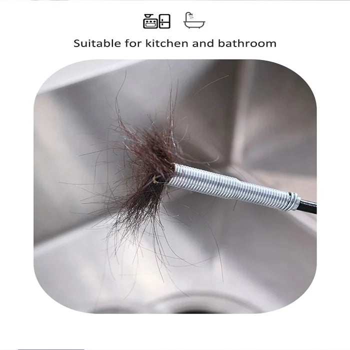 Drain Clog Remover 160 cm – Hair Catching Drain Cleaning Wire for Sink, Bathroom & Sewer Pipes