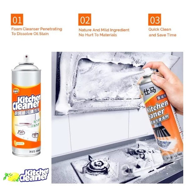 Kitchen Oil & Grease Stain Remover Spray – 500ml Chimney & Bubble Cleaner, All-Purpose Foam Degreaser (Pack of 1)