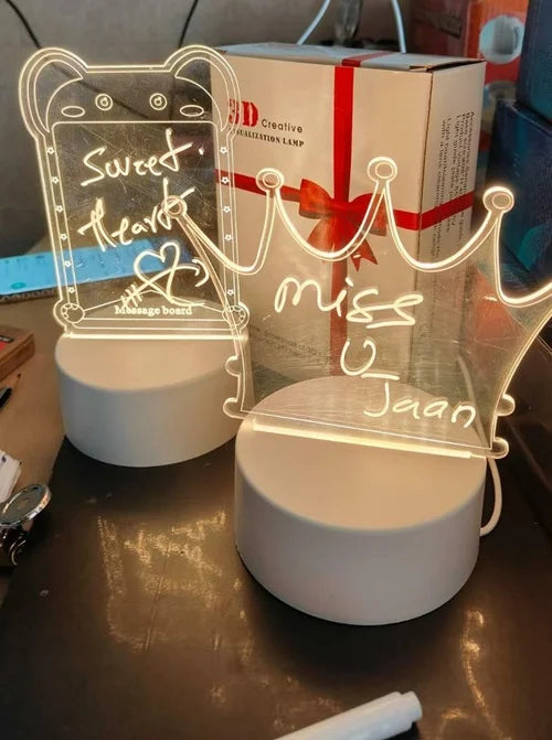 3D Creative Visualization Lamp, Acrylic Illusion Message Board Night Light (Random Design)