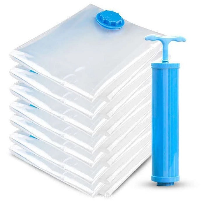 Vacuum Storage Bags – Set of 5 (2 Small, 2 Medium, 1 Large) with Pump, Air-Tight Compression Bags for Clothes & Travel