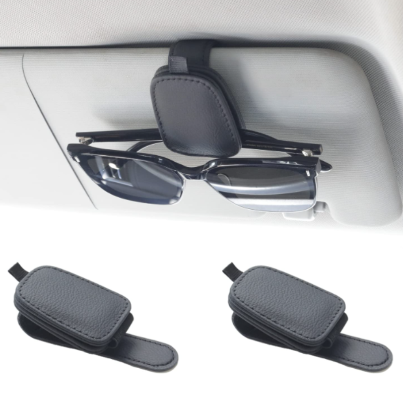 Magnetic Leather Sunglasses Holder for Car Visor – Eyeglass Clip & Ticket Card Holder | Car Interior Accessory (Pack of 1)