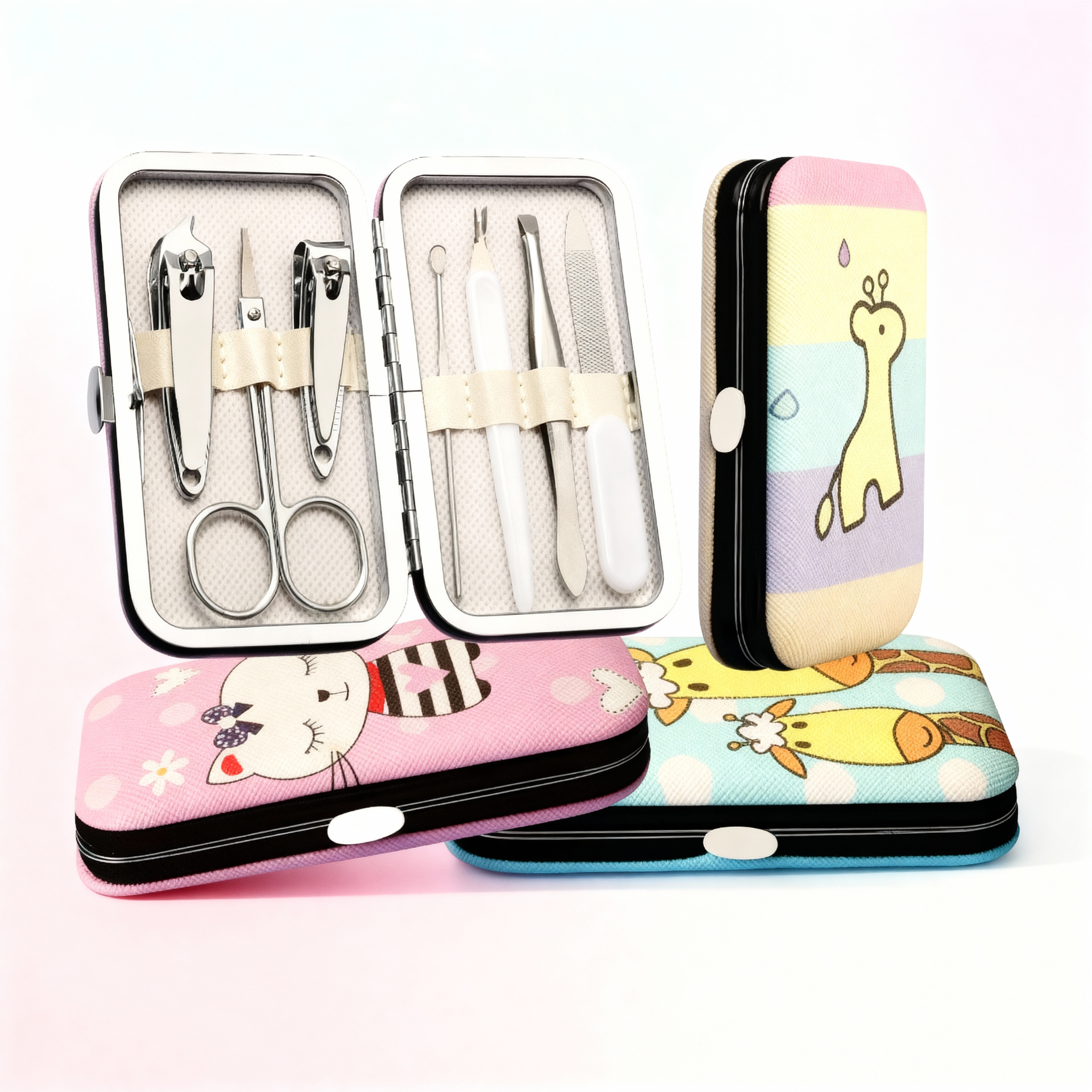 Cute Cartoon 7-Piece Mini Nail Clipper Set – Manicure & Pedicure Care Kit for Travel, Home & Gifting (Random Print clipper)