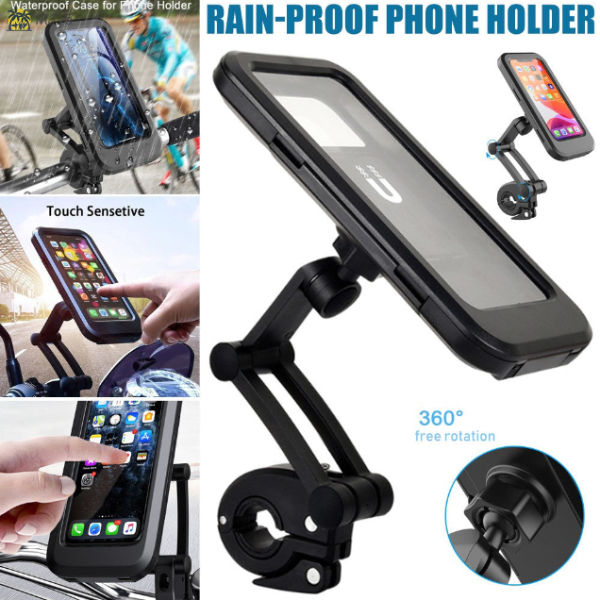 Waterproof Motorcycle Mobile Phone Holder – 360° Rotating Bike Mount for Cell Phones (Pack of 1)