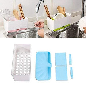 The image displays a white plastic cutlery holder with a detachable colored base and compartments.cutlery holder, utensil organiser, spoon storage, chopstick holder, kitchen drainer, plastic organiser, detachable holder, kitchen accessories, household items, kitchen items, QZDH.