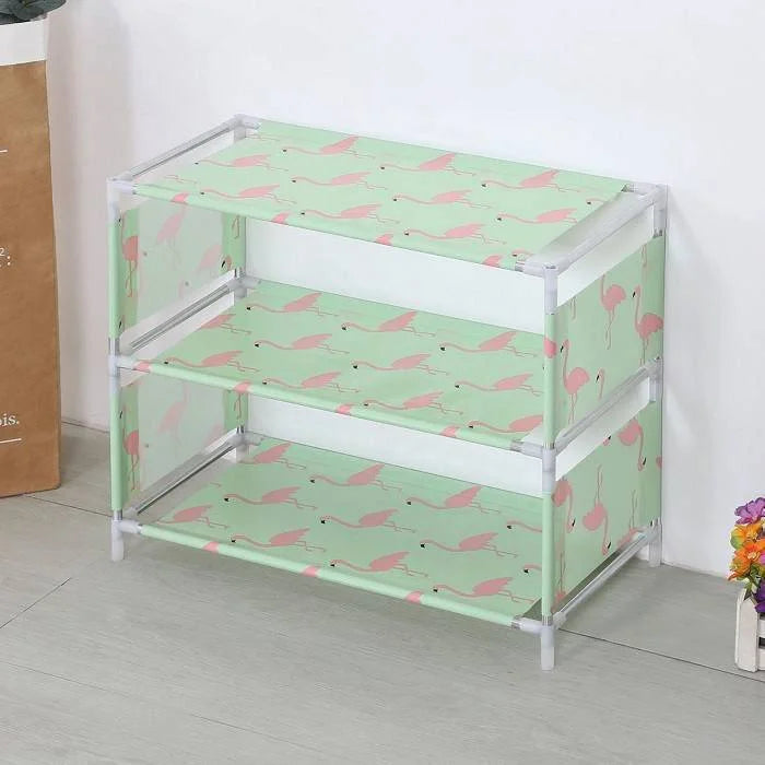 3-Layer Shoe Rack – Space-Saving Footwear Organizer with Random Prints for Home & Office (Pack of 1)