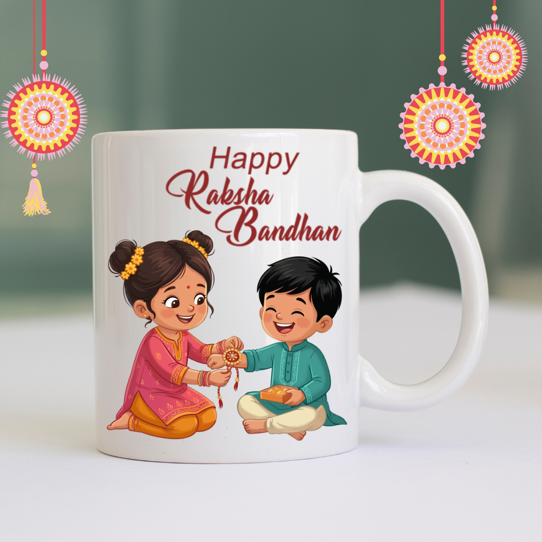 Personalized Rakhi Mug with Your Photo | Custom Brother-Sister Gift for Raksha Bandhan (Pack of 1)