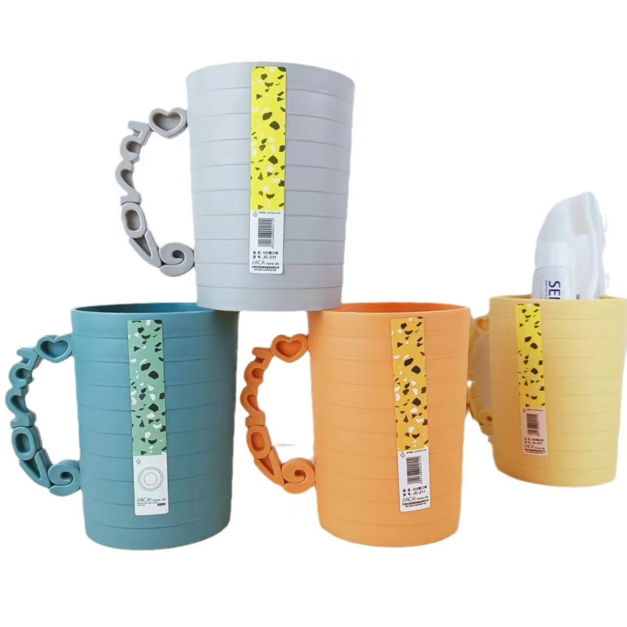 Creative Handle Printed Coffee Cup / Toothbrush Cup