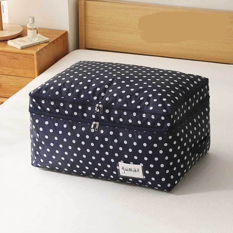 Polka Dot 2-Compartment Storage Bag – Fabric Wardrobe Organizer for Clothes & Linen (Random color-Pack of 1)
