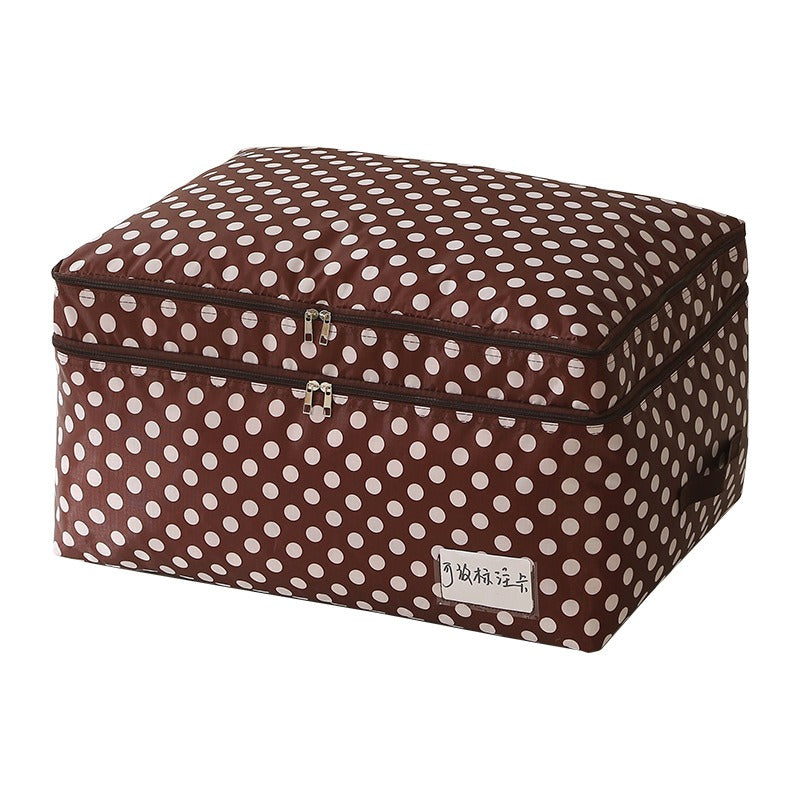 Polka Dot 2-Compartment Storage Bag – Fabric Wardrobe Organizer for Clothes & Linen (Random color-Pack of 1)