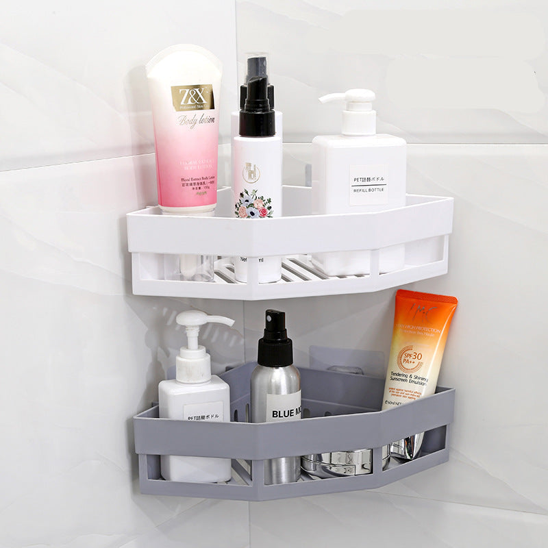 1 Pc Triangular Bathroom Corner Storage Rack – Space-Saving Wall Mounted Shelf for Bathroom & Kitchen