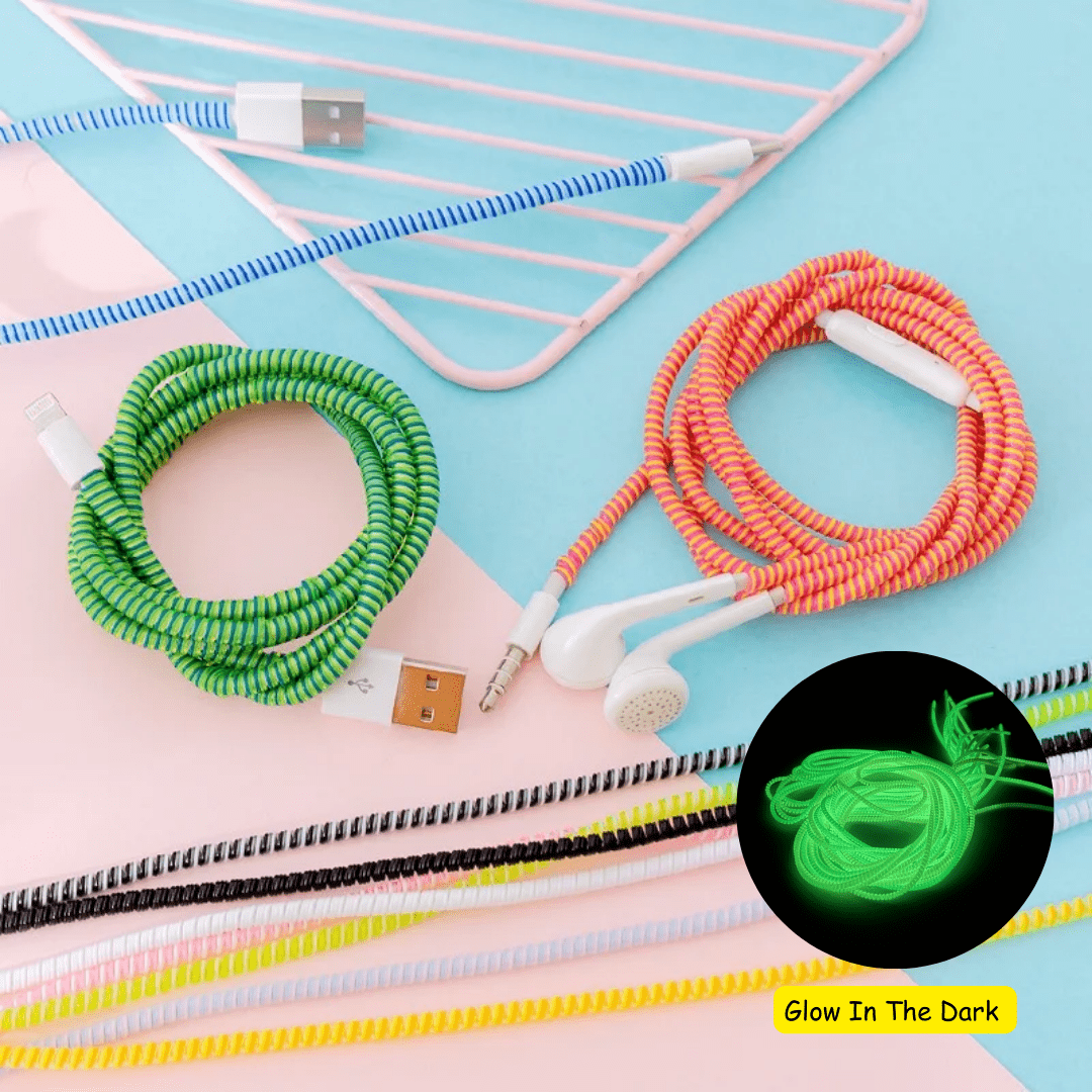 Glow in Dark Spiral Cable Cord Protector (Random Color)