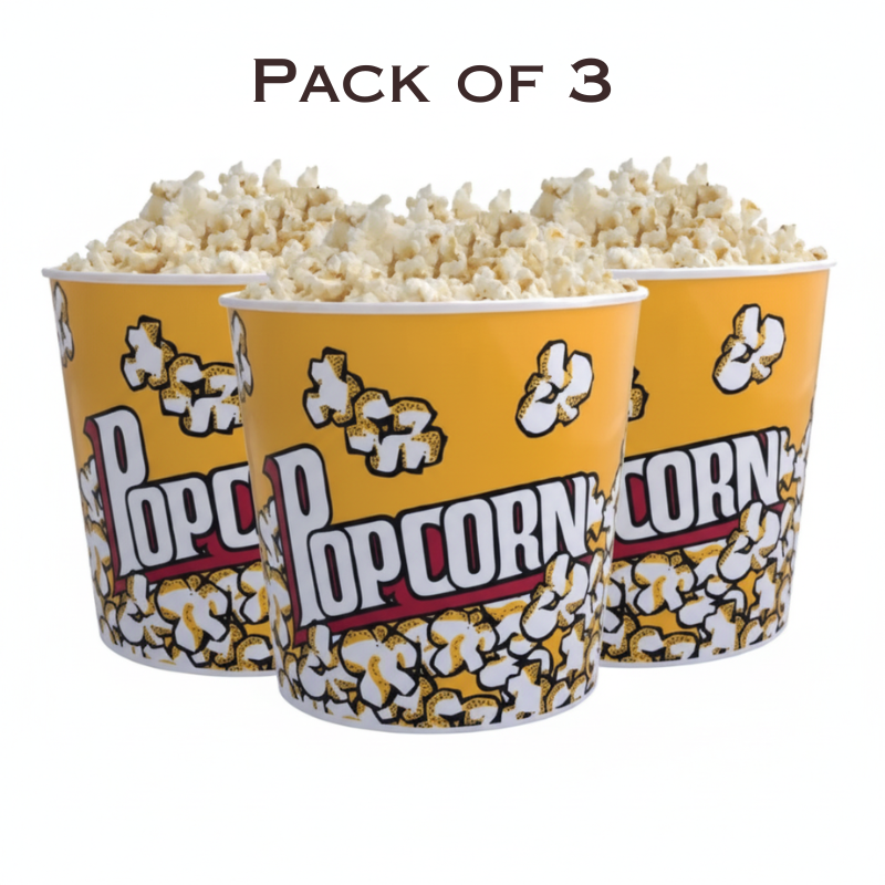 3 Pcs Small Popcorn Plastic Bowls – Movie Theater Style Popcorn Buckets | Reusable Popcorn Tubes for Movie Night, Carnival & Parties
