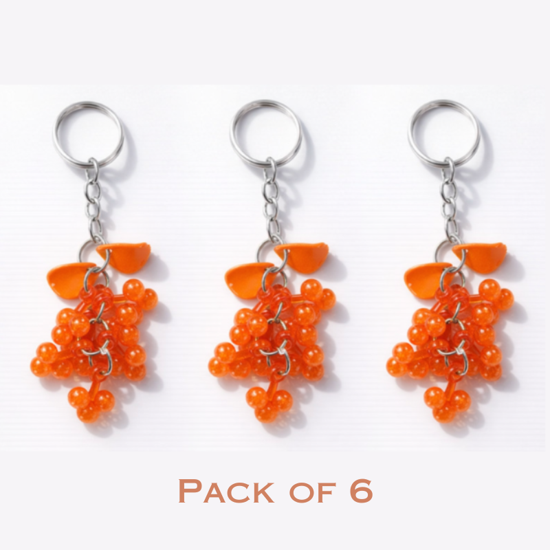 6 Pcs Plastic Grapes-Shaped Keychain – Cute Fruit Design Key Ring for Bags, Keys & Gifts