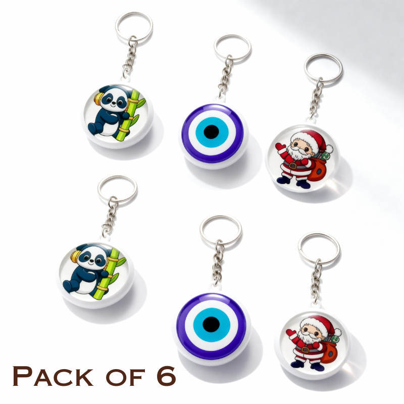 6 Pcs Assorted Design Keychains – Cute & Stylish Decorative Key Rings (Random Keychains)