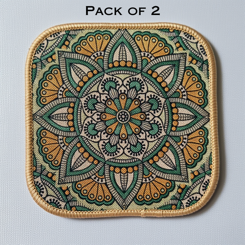 Square Table Placemats (Pack of 2) – Washable, Heat-Resistant & Non-Slip Mats for Center Table, Side Table, Cups, Glasses, Soup Bowls & Tea Kettles