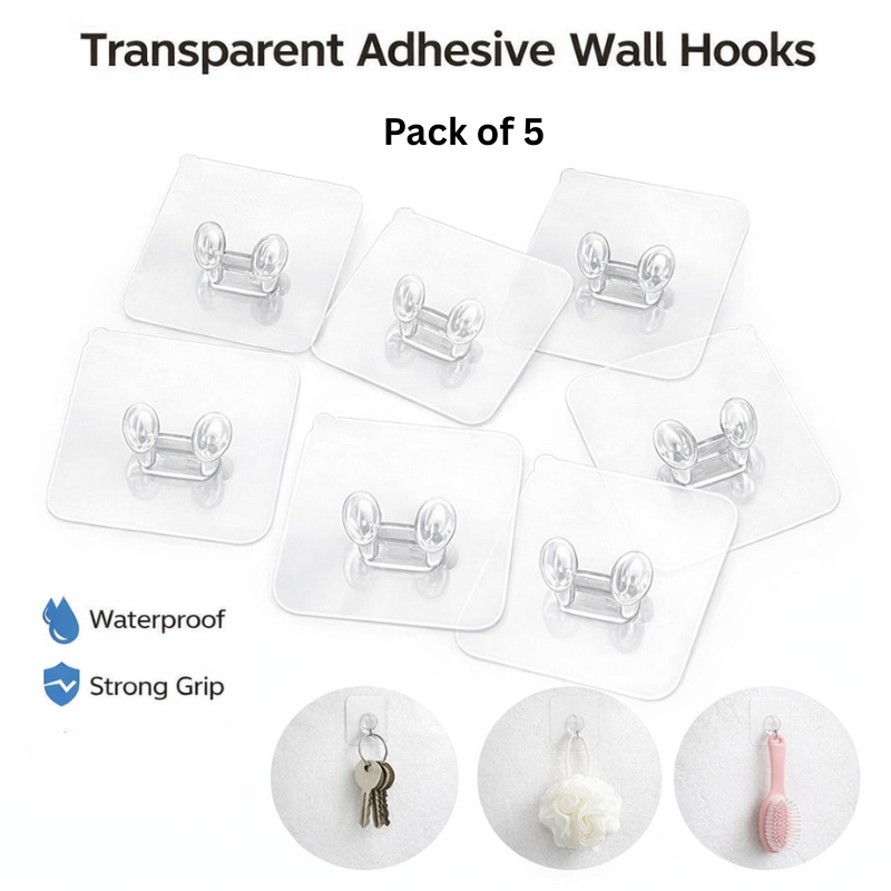 Multi-Purpose Suction Cup Phone Mount & Wall Hook – Self-Adhesive Holder for Mobile, Razor, Toothbrush, Broom & Plugs(Pack of 5)