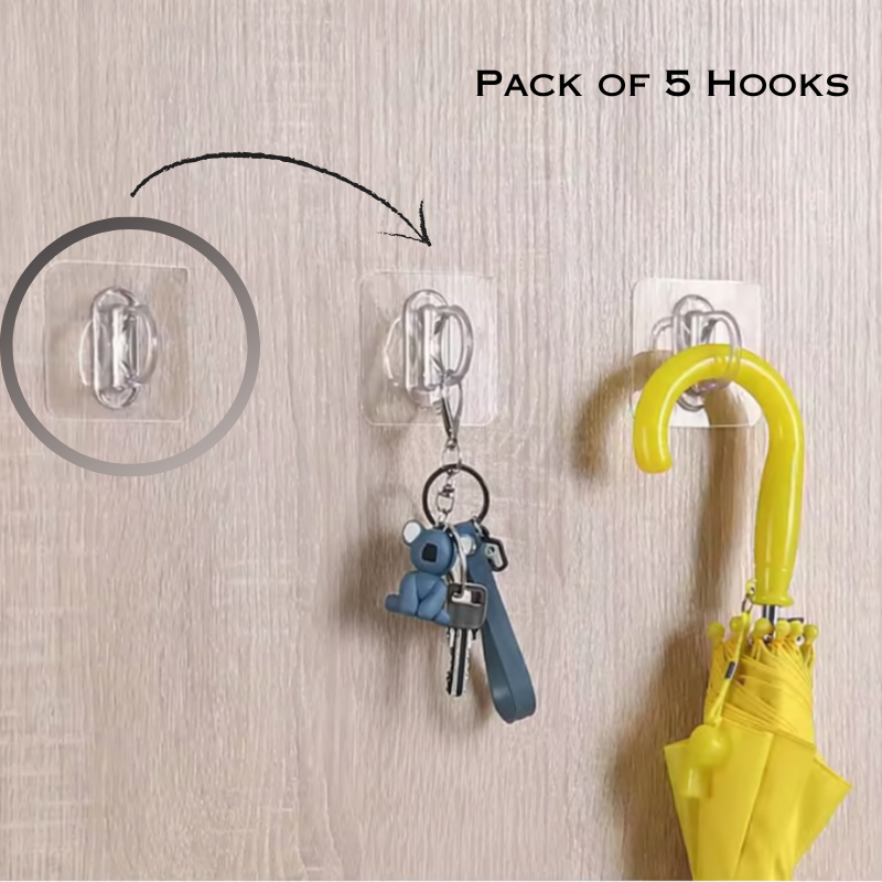 Non-Trace Round Shape Washing Bottle Holder – Multipurpose Wall-Mounted Bathroom Hanging Hook (No Drilling)(Pack of 5)