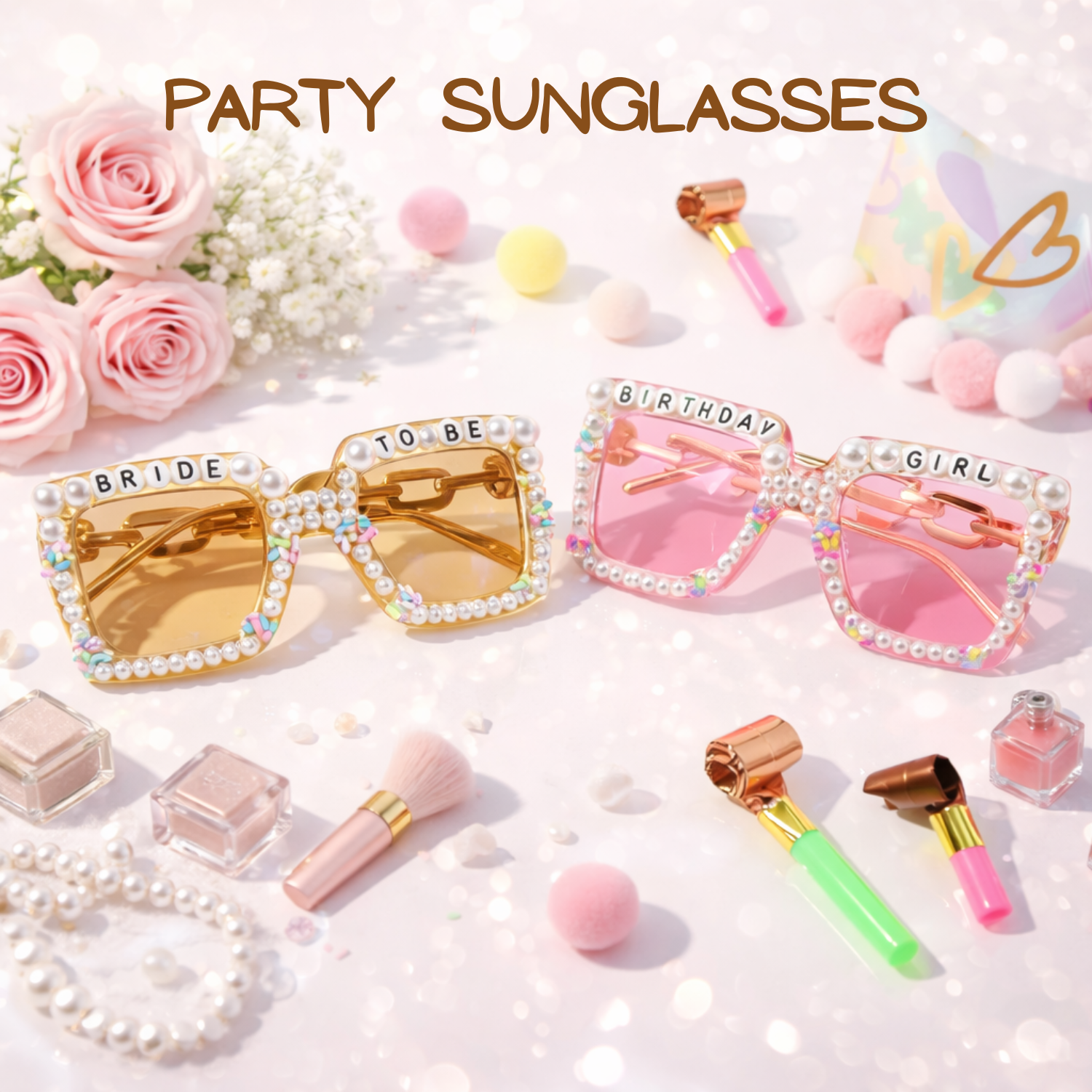 Bride To Be & Birthday Party Sunglasses – Fun Celebration Photo Props (Random color-Pack of 1)