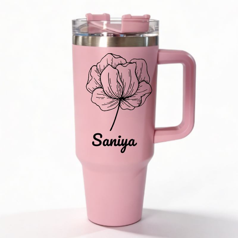 Personalized 1800ml Stainless Steel Insulated Tumbler – Customized with Name & Floral Design