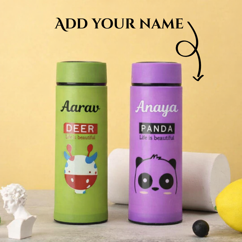Personalized 400ml Glass Water Bottle with Name – Custom Printed Reusable Bottle | Aesthetic Leakproof Drink Bottle for Daily Use (Random Color-Pack of 1)