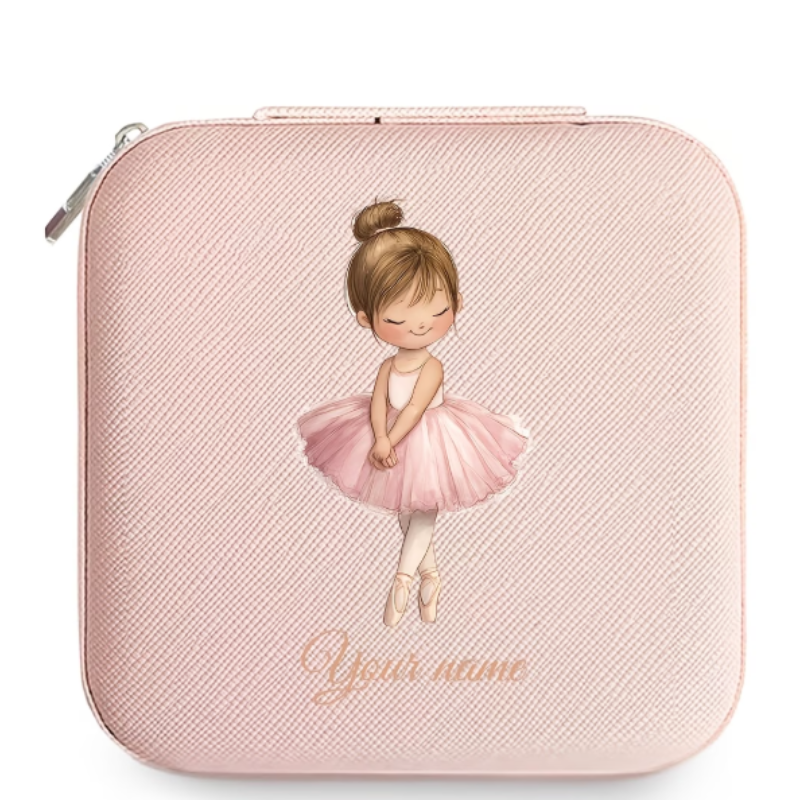 Personalized Ballet Dancer Travel Jewelry Box – Custom Name Jewelry Organizer for Girls (Random color)