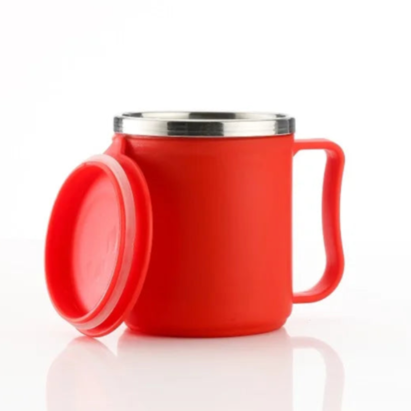 Plastic Coffee Mug with Lid – Durable Travel Mug for Hot & Cold Beverages, Leak-Proof Office & Home Use Cup (Random Color, 1 Pc)