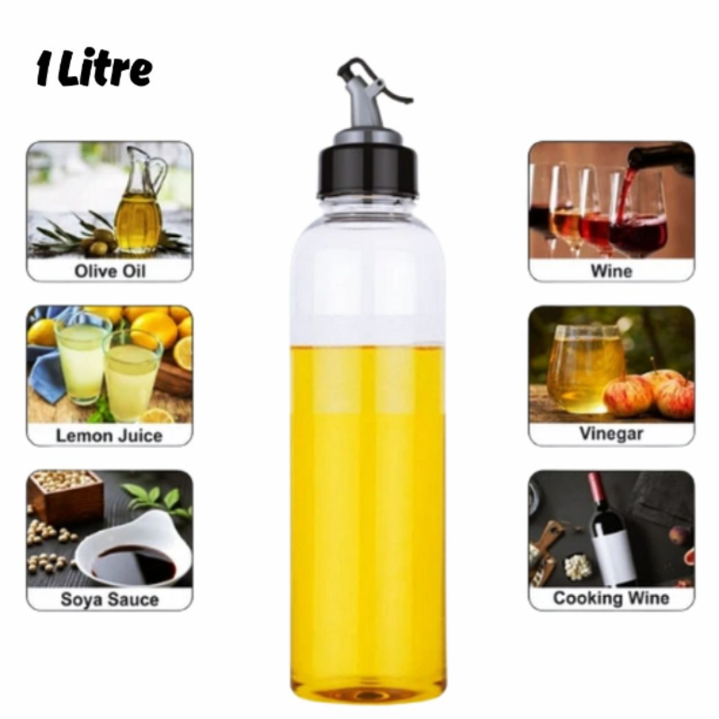 Plastic Oil Dispenser 1 Litre – Easy Flow Pourer for Oil, Vinegar & Liquid Storage, Transparent & Unbreakable
