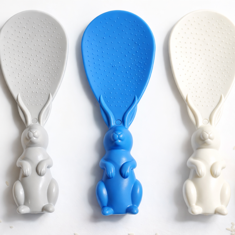 Plastic Rice Serving Scoop – Rabbit Handle Non-Stick Rice Shovel for Kitchen (Random Color-Pack of 1)