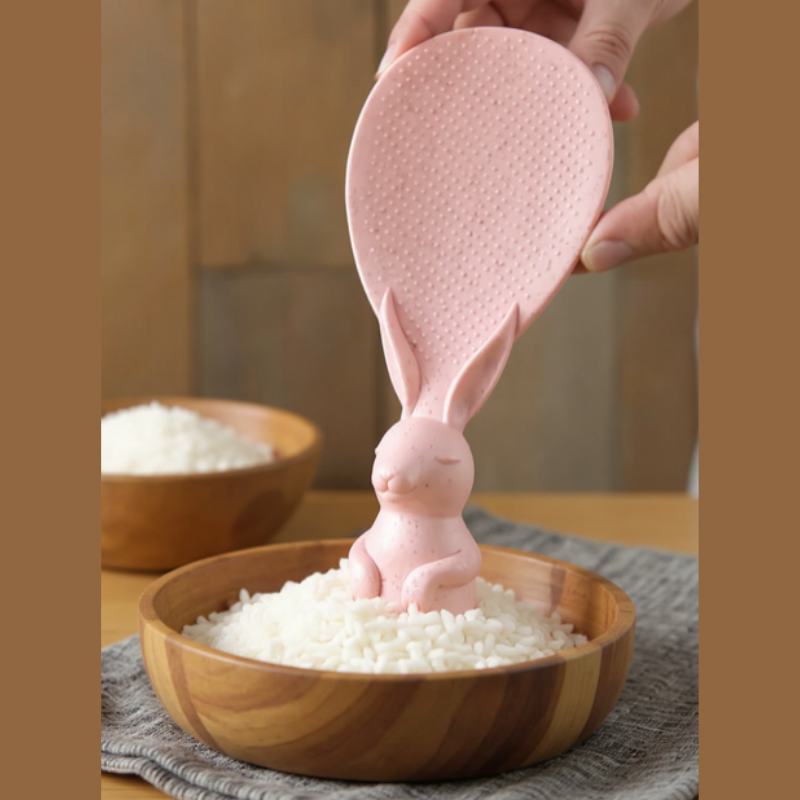Plastic Rice Serving Scoop – Rabbit Handle Non-Stick Rice Shovel for Kitchen (Pack of 1)