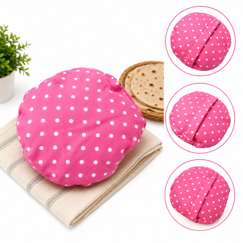 Polka Dot Print Cotton Press Roti Cover | Reusable Chapati Warmer for Roti, Naan & Paratha (Pack of 1)