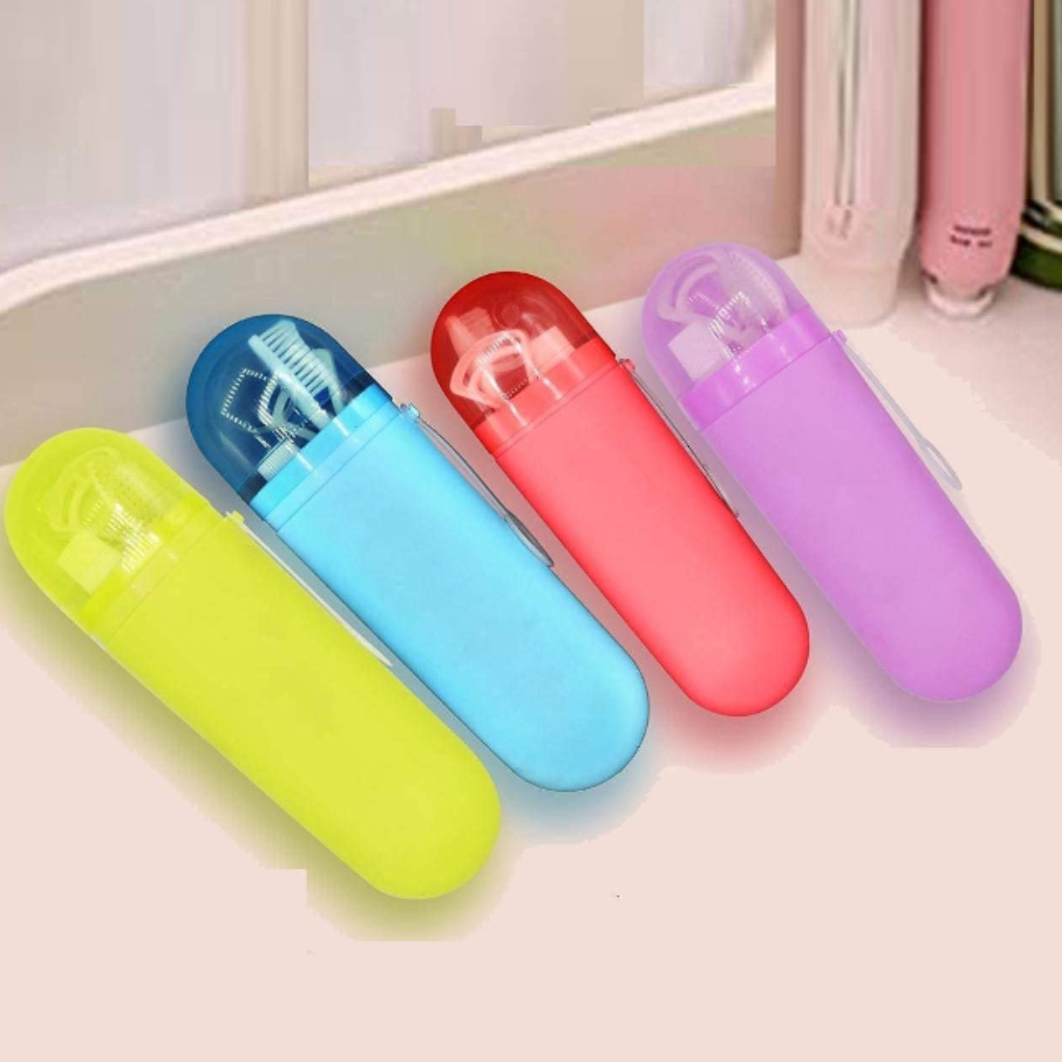 Portable Travel Toothbrush Storage Case ā Durable & Lightweight Plastic Toothbrush Holder for Bathroom, Travel & Camping (Random color-Pack of 1)