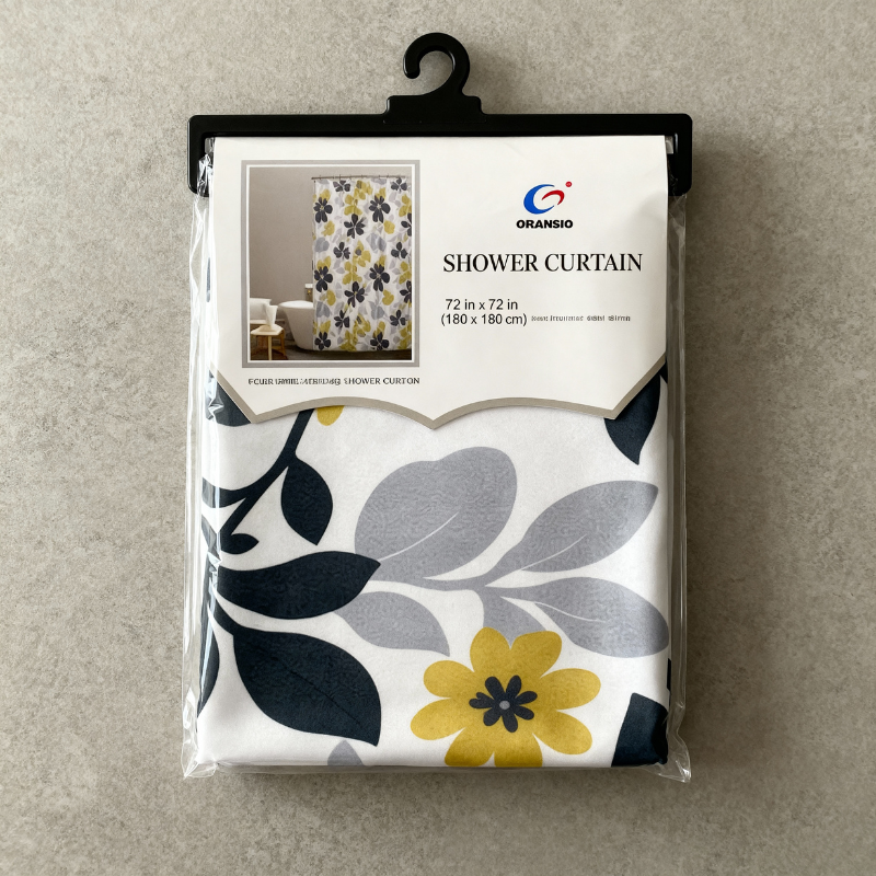 Printed Shower Curtain Random Designs/Plain – 180x180 cm (Random print)