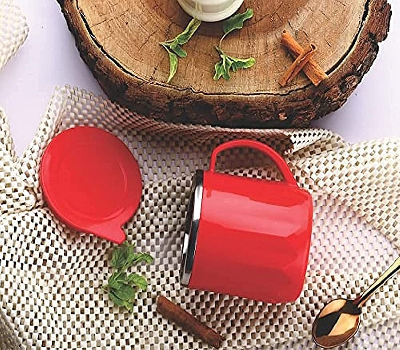 Double Wall Insulated Stainless Steel Tea & Coffee Mug With Lid for Home Office Restaurant Use Gift