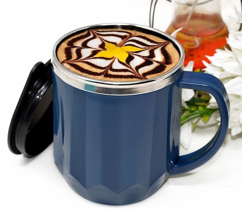 Double Wall Insulated Stainless Steel Tea & Coffee Mug With Lid for Home Office Restaurant Use Gift