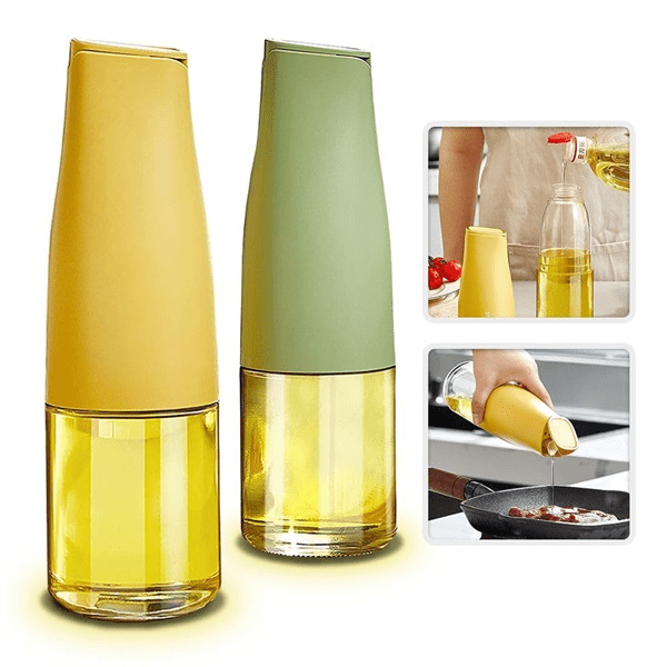 500ml Automatic Oil Dispenser Bottle – One-Hand Open & Close Leakproof Glass Oil Pourer for Kitchen Cooking (Pack of 1)