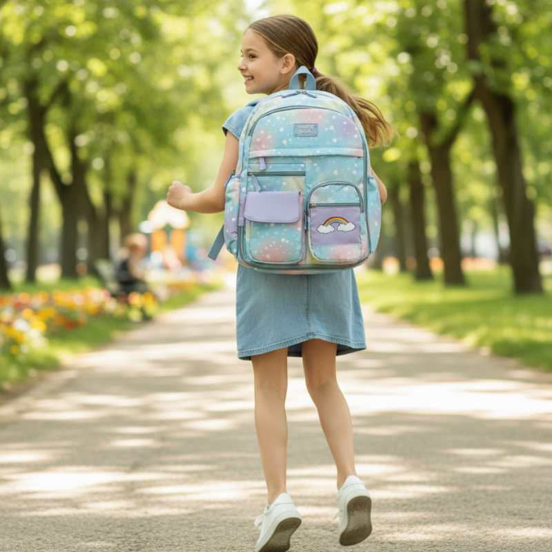 Pastel Rainbow Gradient School Backpack – Lightweight, Spacious & Stylish Bag for Kids, Teens & Students