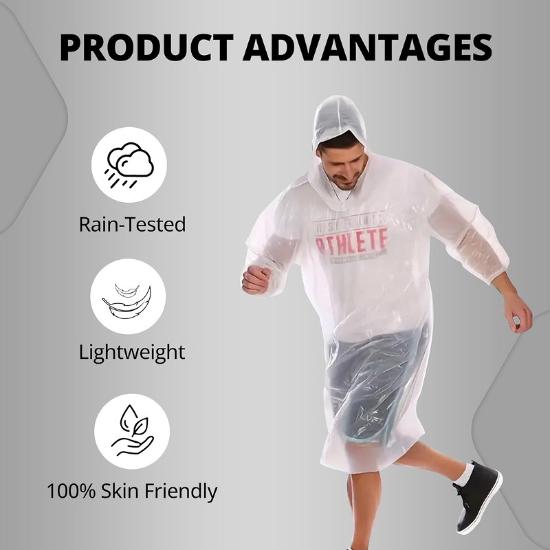 Raincard Emergency Raincoat | Compact Pocket-Size Disposable Raincoat for Travel, Outdoor & Emergency Use (Random Color - Pack of 1)