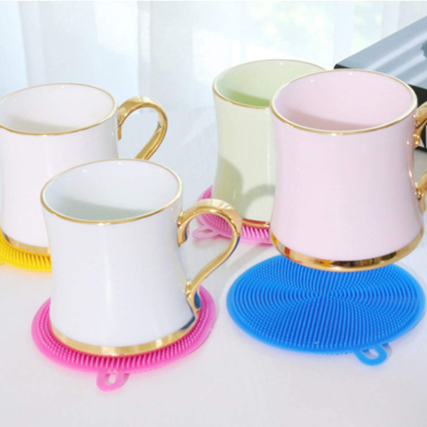 5 Pcs Silicone Dish Scrubber – Reusable Non-Scratch Kitchen Cleaning Pads for Washing Dishes, Pots, Pans & Fruits (Random color)