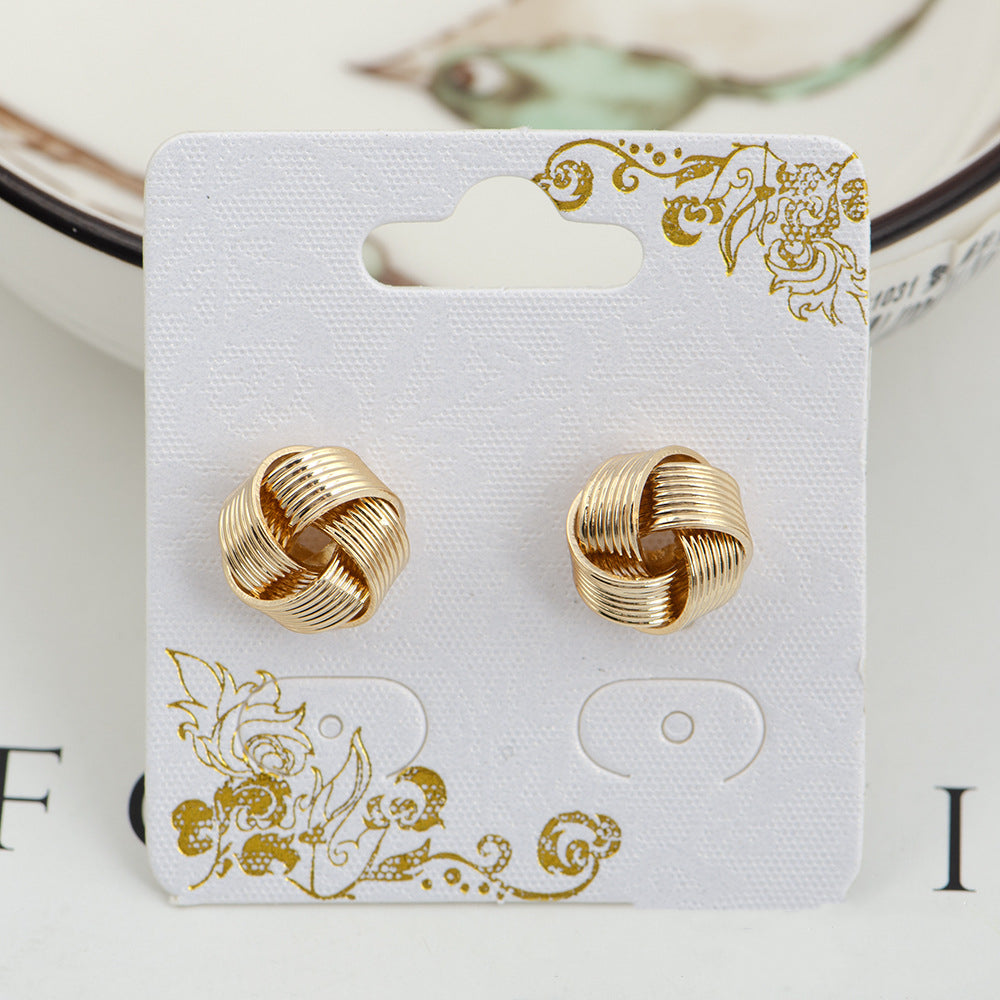 Simple Twist Stud Earrings for Women – Gold Color Knot Design, Mini Brushed Stripe Button Earrings, Everyday Wear & Gift Jewelry(1 Pair)