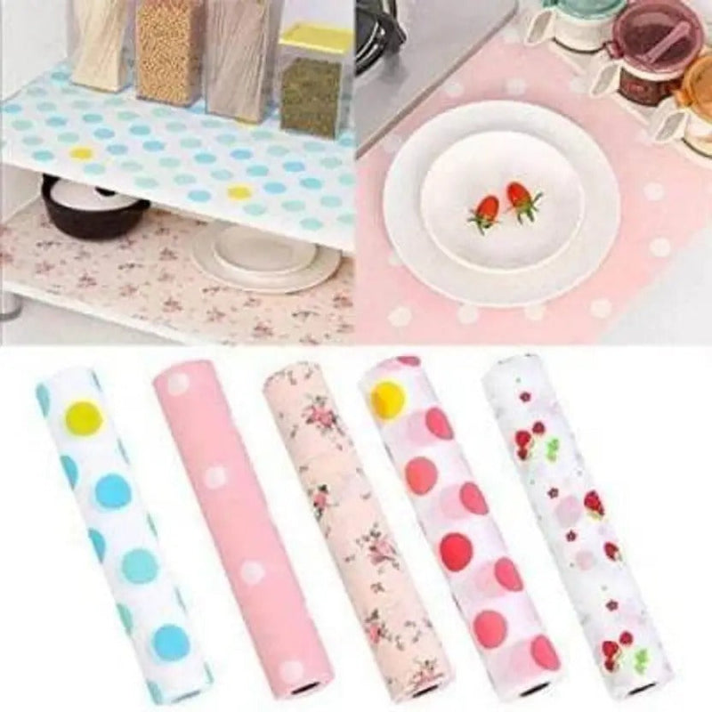 Non-Slip Place Mat Cushion Sheet - Waterproof Anti-Bacterial Cabinet Plastic Foam for Kitchen Drawers 1 Pcs (Random Print)