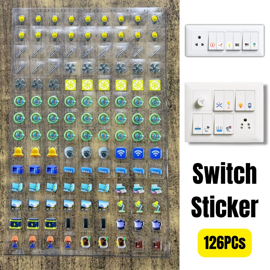 126-piece set of 3D colorful switch board stickers